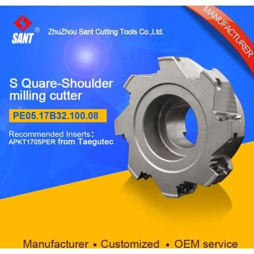 Indexable Milling cutter PE05.17A27.080.07, with APKT1705PER insert from taegutec