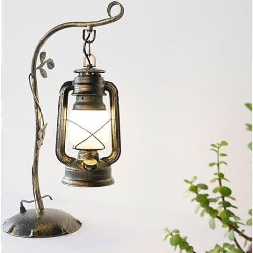 Southeast Asia quaint frosted glass Table Lamps American classic retro E27 LED iron lamp for bedside&foyer&bar&cafe LDK031