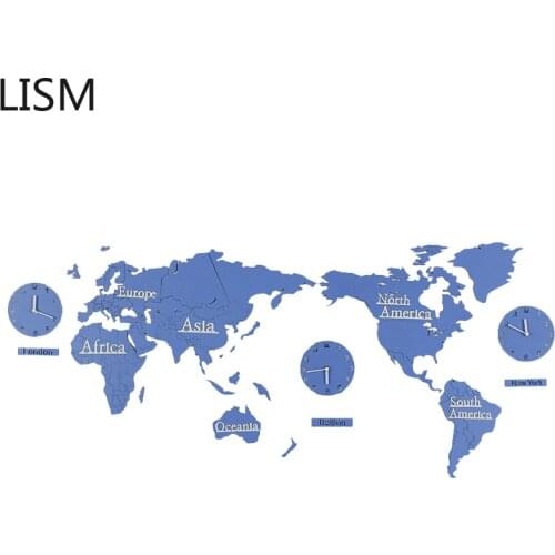 World Map Living Room Nordic Large 3D Wall Clock Stickers Creative Wooden Silent Clocks Wall Home Decor Modern Decor Reloj De