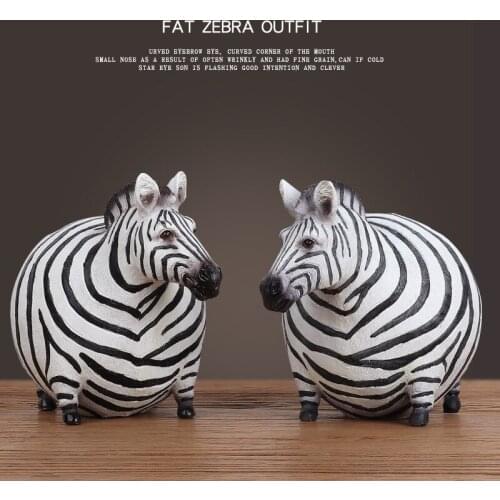 Nordic Cute Zebra Statue Decoration Simple Modern Short Leg Fat Zebra Home Accessories Living Room Bookcase Window Furnishings