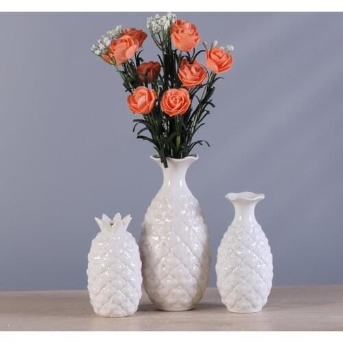 Creative ceramic Pineapple vase Mini flower vase Desktop decoration Dried flower vase artificial flower decorative ornaments J