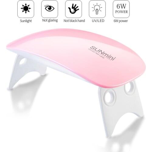 SUN mini 6W Nail Lamp Pink White Nail Dryer Machine UV LED Lamps Portable Micro USB Cable Drying Lamp for Gel Varnish Manicure