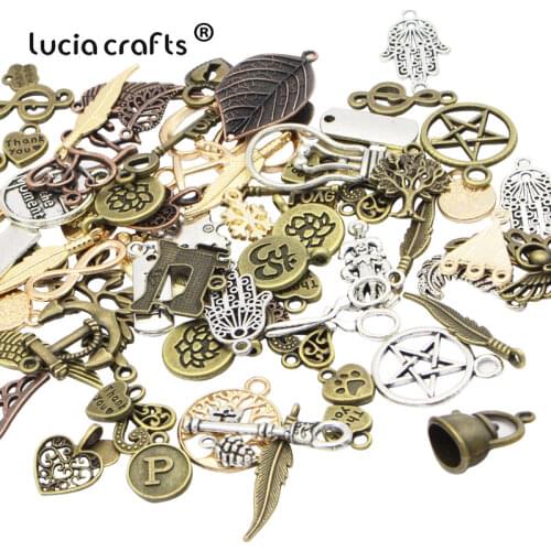Lucia Craft Mixed Sizes Antique Bronze Alloy Metal DIY Pendant Jewelry necklace bracelet Accessories Material 25g/lot G1006