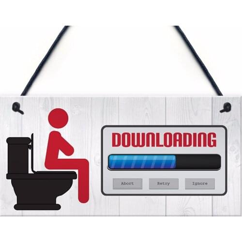Meijiafei Downloading Funny Novelty Toilet Door Hanging Sign House Warming Bathroom Geek Wall Art Decor Plaque 10"x5"