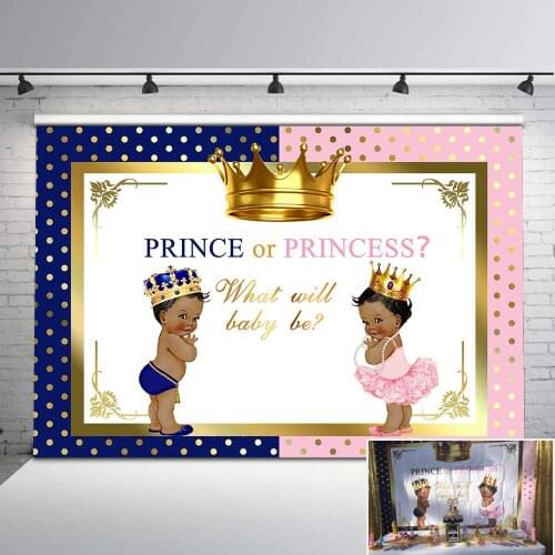 NeoBack Royal Gender Reveal Party Backdrop Pink or Blue Crown Backdrops for Baby Shower Boy or Girl Photo Background Banner