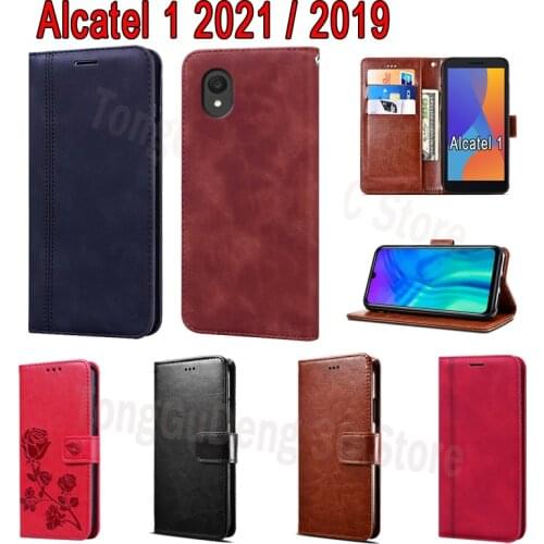 Magnetic Card Fashion Phone Book For Alcatel 1 2021 Case Funda Flip Wallet Leather Shell Cover For Alcatel 1 2019 чехолна Etui