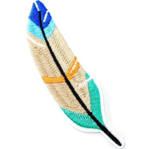Feather (Size:2.3X8.5cm) DIY Cloth Badge Mend Decorate Patch Jeans Jackets Bag Clothes Apparel Sewing Decoration Applique