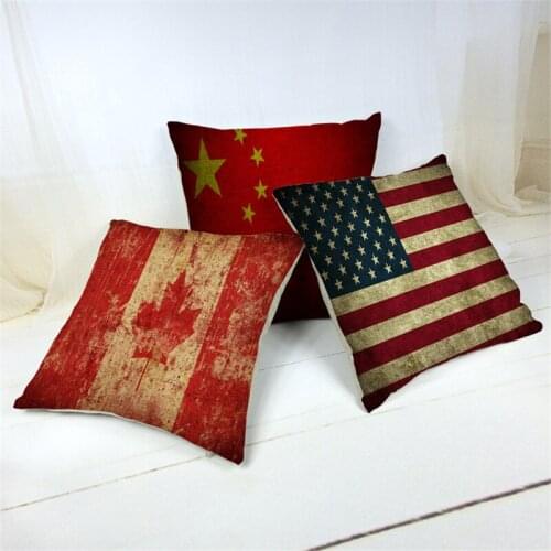 18"Pillowcase USA The United Kingdom French Canada Flag Cushion Cover For Sofa Bedroom Throw Pillow Cotton Linen