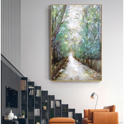 Nordic Natural Wall Art Canvas Print Spring Scenery Oil Painting Cuadros Pastoral Wall Painting Pictures for Living Room Decor
