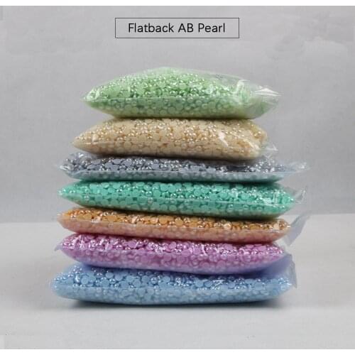 Wholesale Flatback AB Pearls Non hotfix Half Pearl beads in Bulk Package Plastic Nail Art Strass for craft diy Nail Weddi