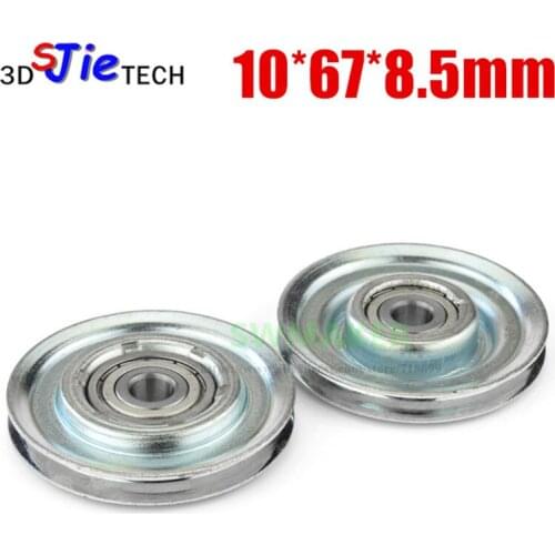 10*67*8.5mm groove U slot V groove lifting wheel, 6200 bearing roller pulley wire rope wheel / elevator door hanging wheel