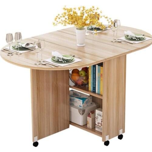 Simple Circular Tray Tables Small Family Household Movable Pulley Rectangle Contracted Multi-function Table For Dinner