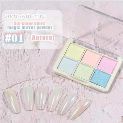6 Colors Nail Art Solid Powder Mirror Non-flying Powder Nail Powder Natural Decoration Manicure Long Lasting Nail Glitter TSLM2