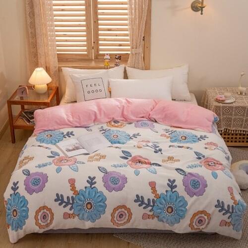 Qinxiang petals/snow fleece/single quilt cover plant flowers 1 pcs autumn and winter warmth and thick single quilt cover