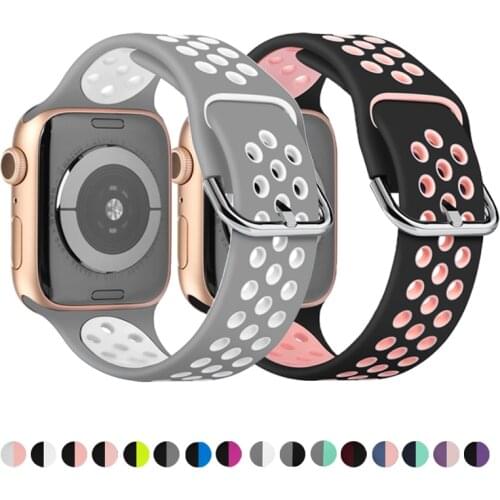 Sport band for apple watch 5 6 SE trap 44mm 40mm iwatch band 42mm 38mm series 3/2/1 silicone wristband rubber belt accessories