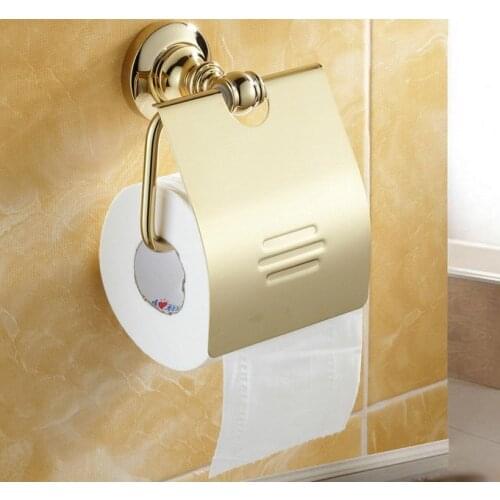 Luxury Polished Gold Color Brass Wall Mounted Bathroom Toilet Paper Roll Holder Bathroom Accessory mba105