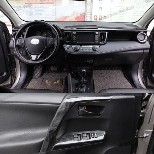 Lsrtw2017 Carbon Fiber Gear Panel Dahsboard Vent Frame Window Lifter Trims for Toyota Rav4 2013 2014 2015 2016 2017 2018