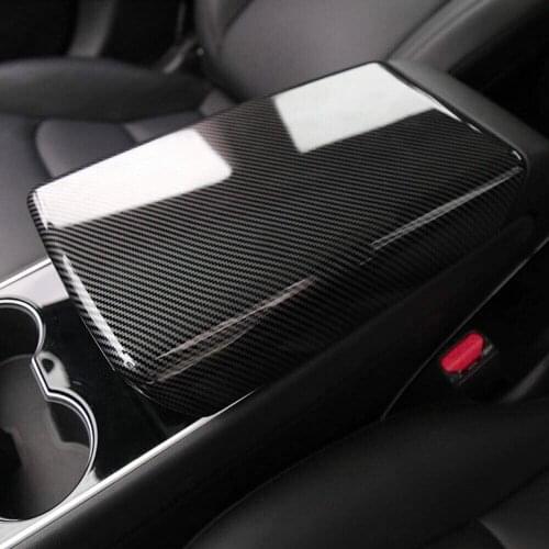 SPEEDPARK Center Console Cover Armrest Protector For Tesla Model 3 2017-2020 Mid-Console Armrest Box Pad Carbon Fiber Printing