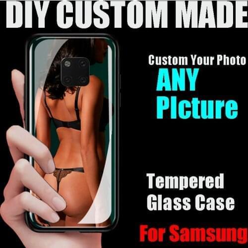 Customized DIY Glass Phone Case For Samsung Galaxy A70 A21 A21S A40 A40S A41 A60 A11 A70E A80 A90 A71 5G 4G A81 A91 A01 Cover