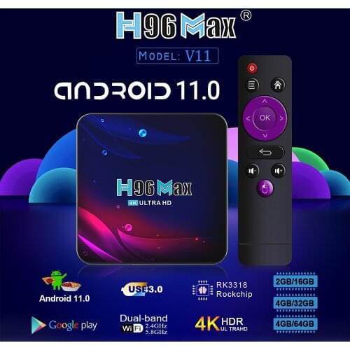 5PCS Android 11 TV Box H96 Max V11 RK3318 Quad Core 4GB 64GB 2.4G/5G Dual WiFi USB3.0 BT4.0 4K H.265 Youtube Smart Media Player