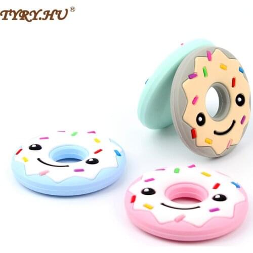 TYRY.HU Donuts Silicone Teether baby Teething Toy beads DIY chew Necklace Pacifier Chain Pendant Food Grade Silicone BPA Free