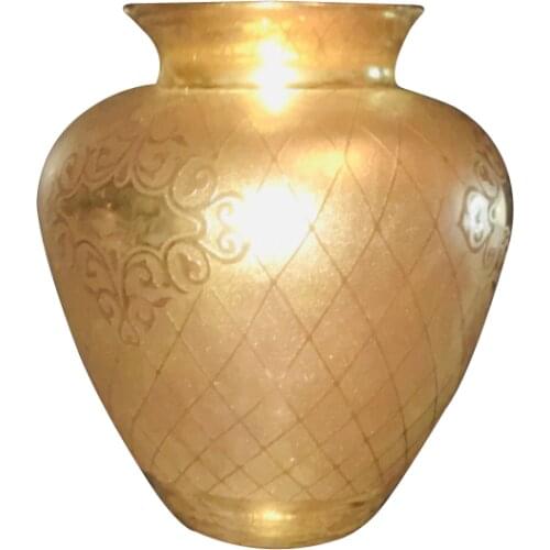 Vase 24k Real Gold Painted Glass Handmade Art Made In Turkey Elegant Decorative 140x140mm Or 190x190mm