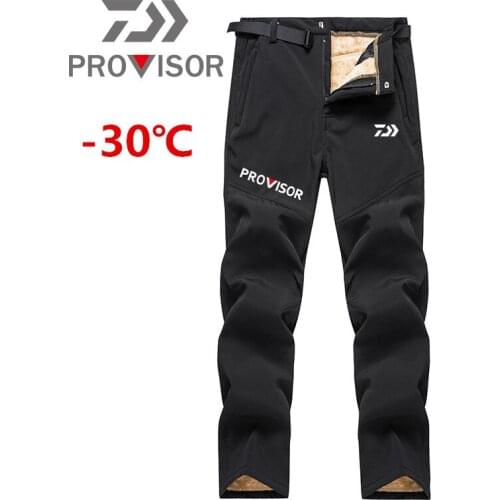 Daiwa Waterproof Winter Thermal Fleece Male Snow Pants Men Hiking Long Shorts Ski Trousers Windproof Fishing Skiing Pants