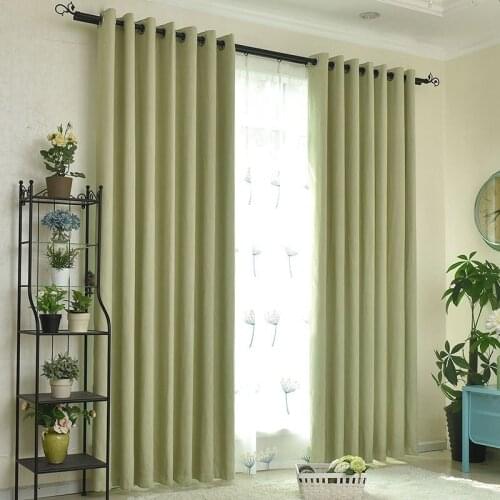 New Environmental Protection Solid Color Slub Cotton High-End Precision Full Blackout Fabric Bedroom Curtains Living Room