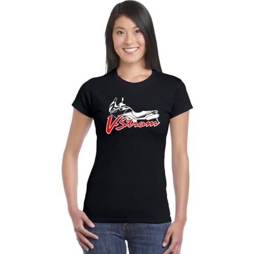 Woman T Shirt Motorcycle V-strom DL 650 Motorsport Team Logo _Suzukies_ T-shirt womens Short Sleeve T Shirts ladies Team Tees T