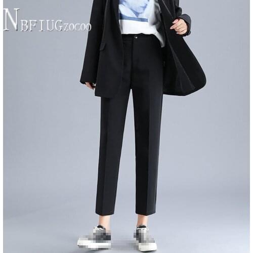 Black Color Women Chiffon Pants Korean Ankle Length Female Harem Trousers