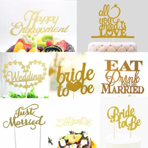 1 Pcs Glitter Bride Letter Love Just Married Wedding Cake Topper Mr Mrs Souvenirs Birthday Party Decoration Wrapper Baby Shower