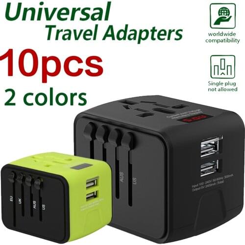 10pcs UK/EU/AU/Asia us Plug Travel Adapter International Universal Power Adapter3.4A 4 USB Worldwide Wall Charger SL-199D