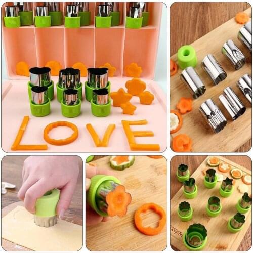 12 Pcs Vegetable Cutters Shapes Set DIY Cookie Cutter Shaped Food For Kids Mold Cutter Flower Treats Fruit E1G9