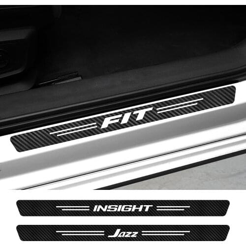 4PCS Car Door Sill Stickers For Honda FIT INSIGHT JAZZ MUGEN RR SI TYPE S TYPE R VTI Auto Accessories Carbon Fiber Decals