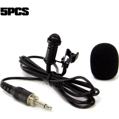 5PCS Professional 3.5mm Jack Screw Lockable Tie on Lapel Condenser Mic Lavalier Microphone For Wireless Beltpack Transmitter