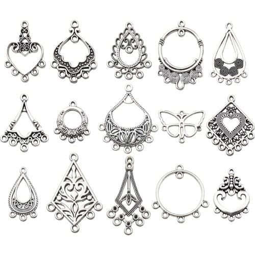 60pcs Antique Tibetan Silver Earring Chandelier Earring Charms for Jewelry Making Kit for Earring Drop and Charm Pendant