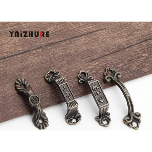 2Pcs Antique Handle,Jewelry Box ,Drawer Handle,Wood Box Handle, Gift Box Accessories Bronze Tone Mini Handle With Screw