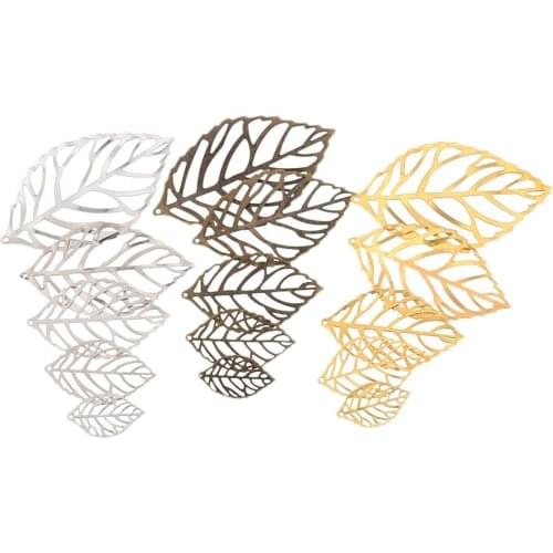Free shipping Antique Bronze/Silver/Gold Filigree Leaf Connector Findings Metal Crafts Decoration DIY Jewelry Pendants Findings