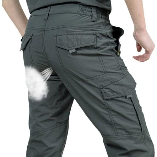 Multi Pocket Cargo Pants Men Work Breathable Quick Dry Army Men Pants Casual Summer Autumn Loose Military Tactical Trousers Male