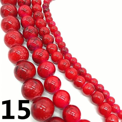 NEW 4 /6 /8 /10 mm Red Chic Glass Loose Spacer Charm Beads Pattern DIY Jewelry Making Accessory