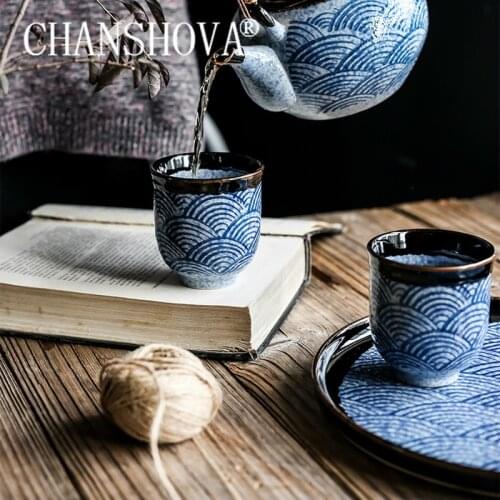 CHANSHOVA 190ml Chinese retro style Painted Ceramic teacup personality Wave Pattern Coffee Cups tea set H647