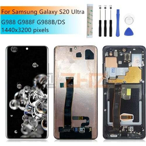 For Samsung Galaxy S20 Ultra Lcd G988 G988F G988B/DS lcd Digitizer Assembly with frame S20 Ultra display replacement Repair part