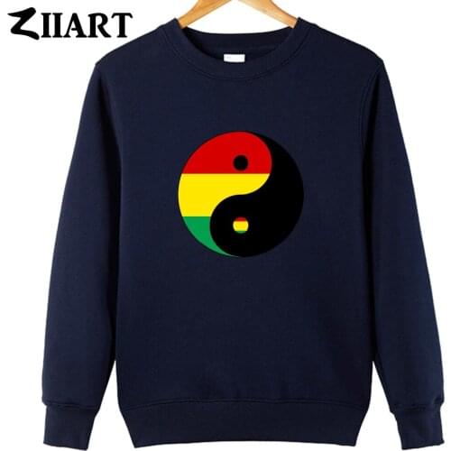 Yin yang bagua Chinese philosophy reggae Regge Rasta red yellow green boys man male cotton autumn winter fleece Sweatshirt