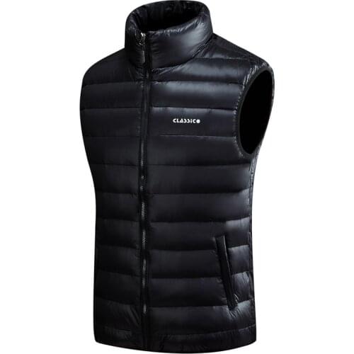 Mens Down Vests 4 Color Winter Jackets Waistcoat Men Fashion Sleeveless Solid Zipper Coat Overcoat Warm Vests Plus Size S-5xl