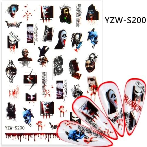 Skull Evil Person adhesive 3d nail sticker foil nails art decoration cute cartoon designs nail decals manicure supplies tool