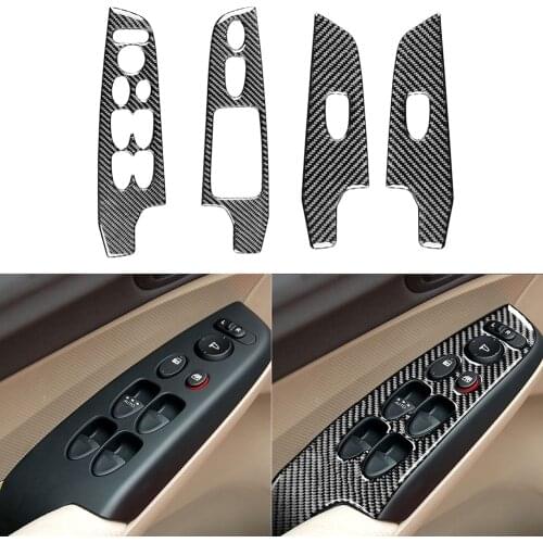 4pcs Car Window Lifter Control Switch Cover Stickers Armrest Panel Trim Decorative Stickers for Honda Civic 8th Gen 2006-2011