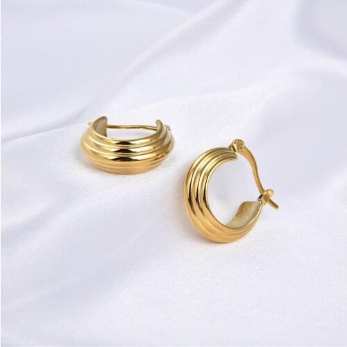 New Hot Sale Europe And America Titanium Steel Classic Three Ring Earrings Europe And America Wind Trendy Accessories