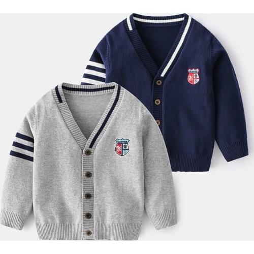 Baby Boys Cardigan Sweater 2021New Autumn Children Clothing V Neck Striped Kids Knitted fashion Coat Baby Knitting Cardigan