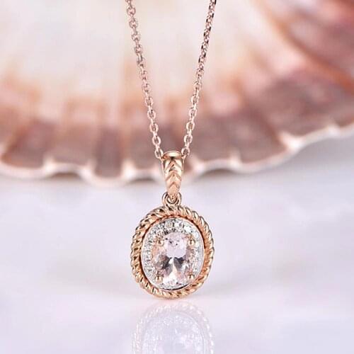 Exquisite Rose Gold Plated Oval Cut White Zircon Pendant Necklace Charming Bridal Necklace Wedding Jewelry Birthday Xmas Gifts