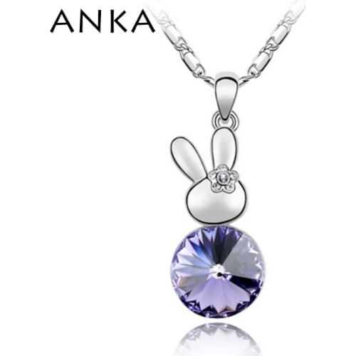 ANKA bunny crystal hare baby rabbit pendant necklace jewelry gift for women rhodium plated Crystals from Austria #82210